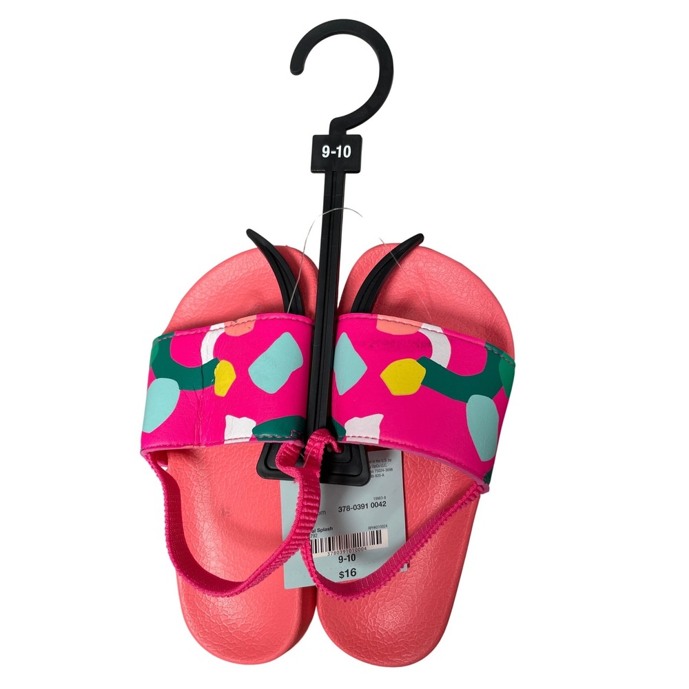 Cat & Jack Toddler Girls Pink Abstract Geometric Slide Sandals Size 9-10 NWT